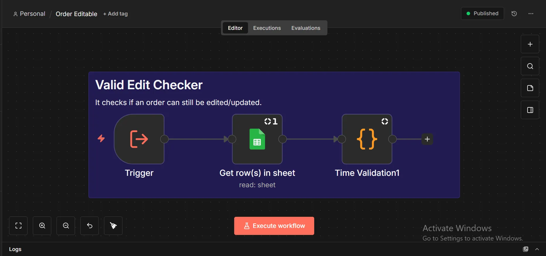 Order Editable workflow