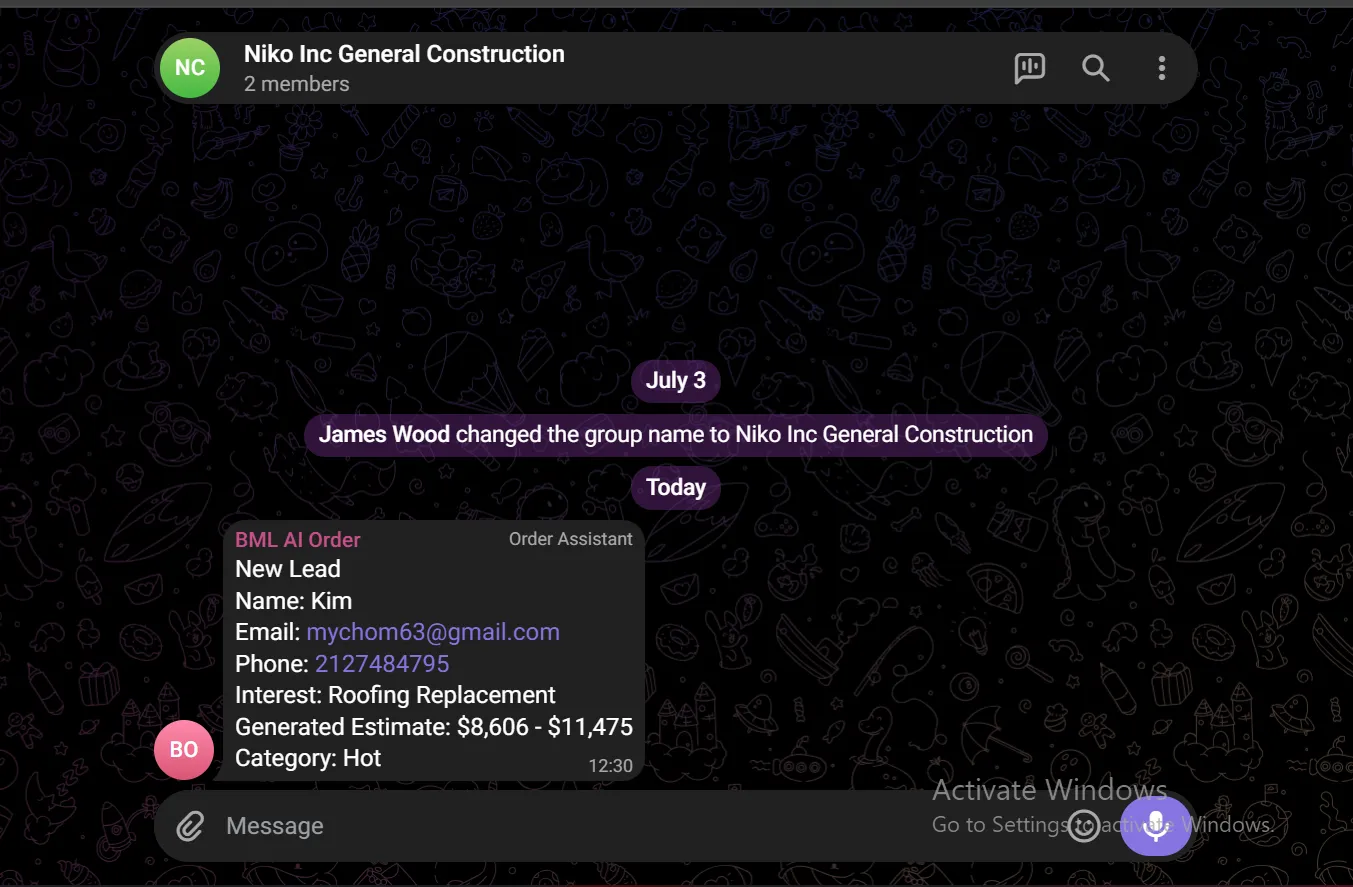 Instant crew alert with lead details