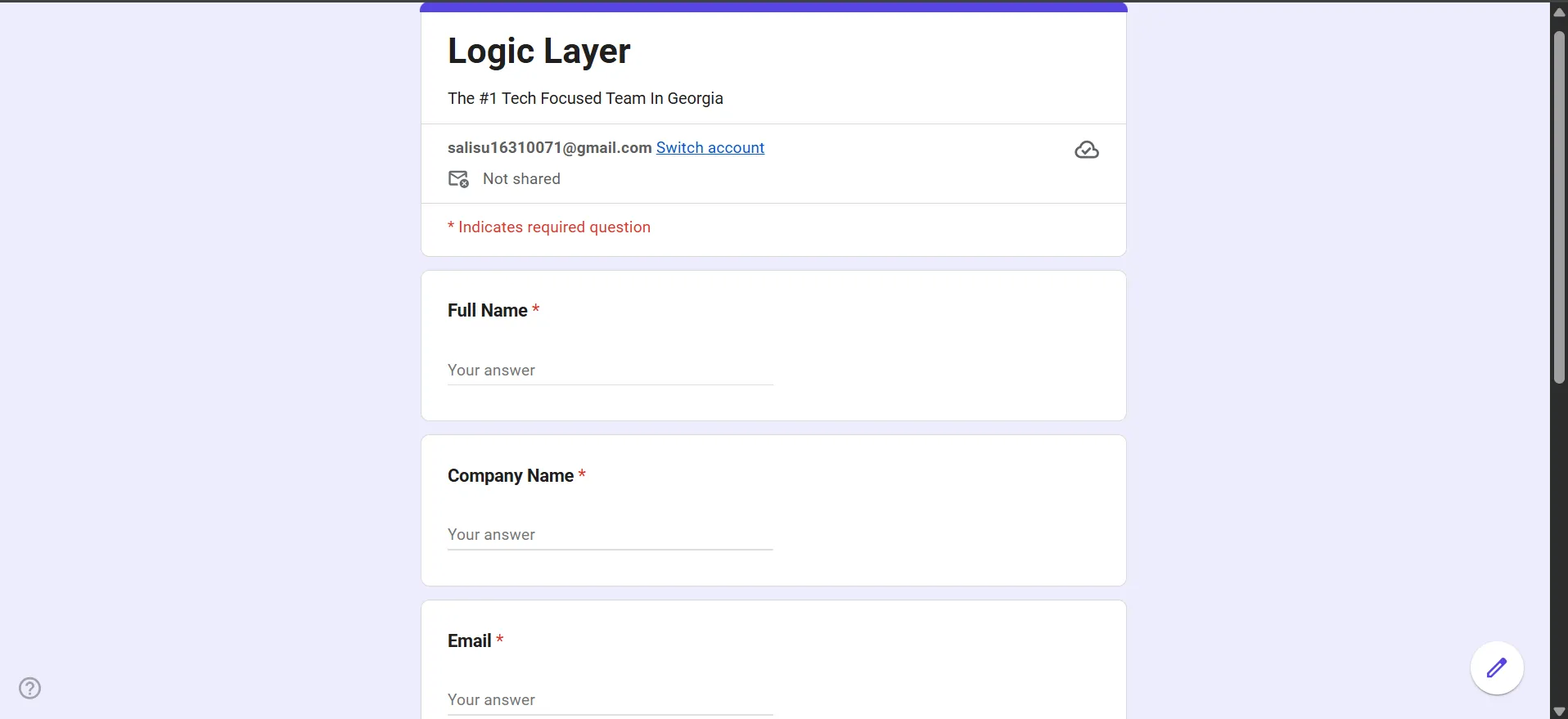 Client onboarding intake form